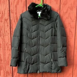 Charter Club Women's Puffer‎ Jacket Full Zip Pockets Black Size Medium